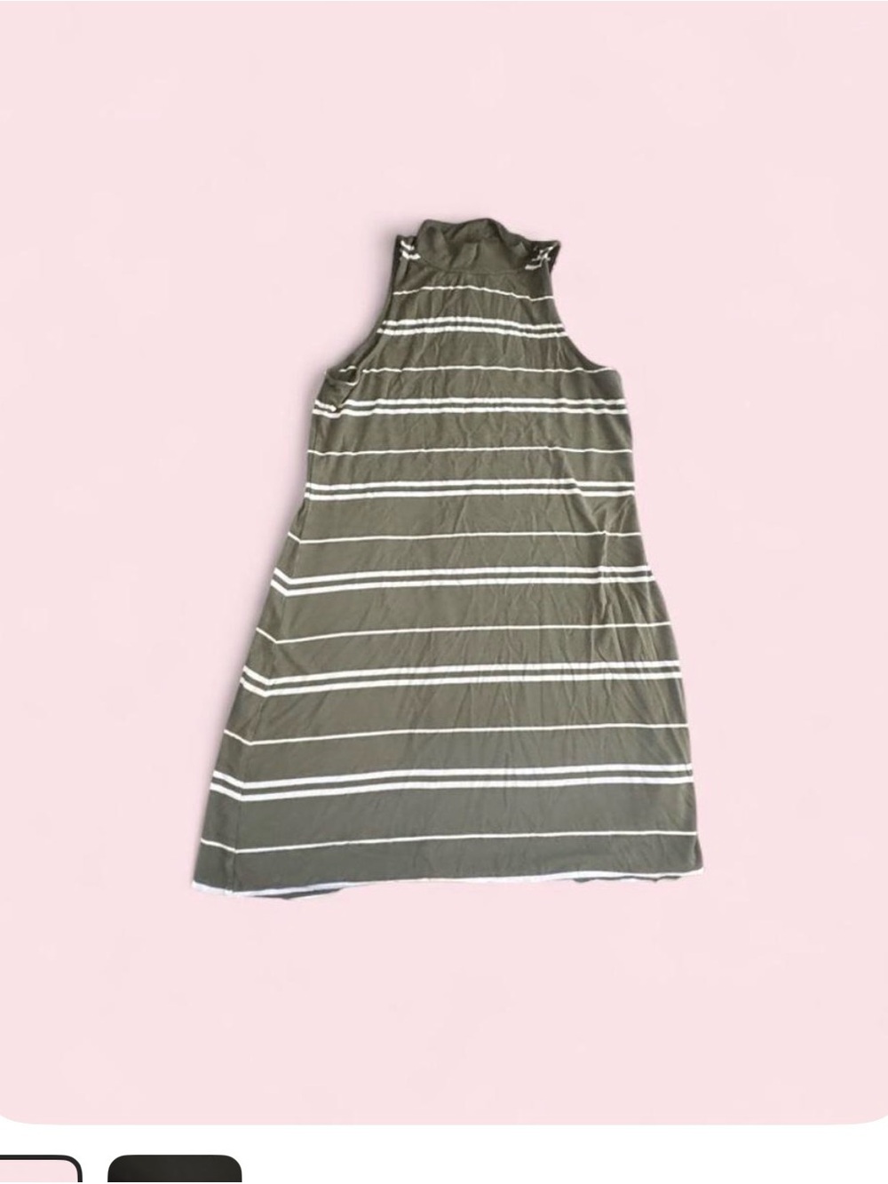Aeropostale Olive and White Striped High Neck Midi Dress